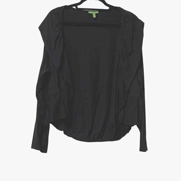 Logo by Lori Goldstein Womens 1X Black Open Front Drape Cardigan - Picture 1 of 8